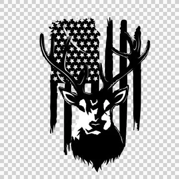 Deer Silhouette With Flag Stripe Pattern head Standing Stock Illustration
