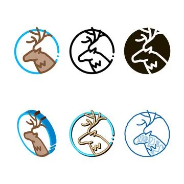 Deer silhouette icon pack vector outline 库存插图