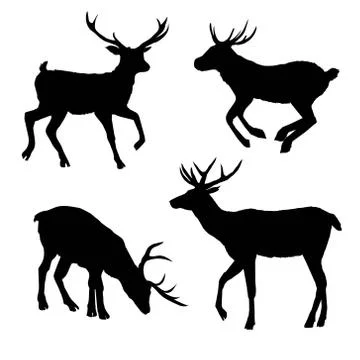 Deer Silhouette Set Stock Illustration