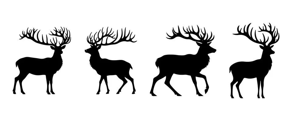 Deer silhouette set of vector on white background イラスト素材
