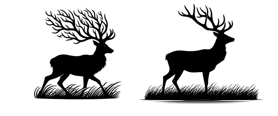 Deer silhouette set of vector on white background Stock-Illustration