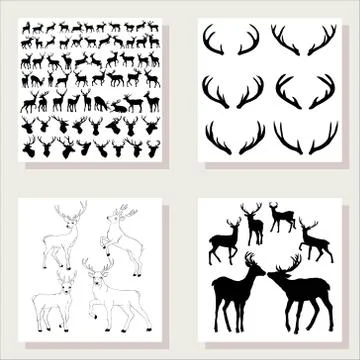Deer silhouette, vector illustration Stock Illustration