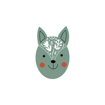 Deer silhouette with white floral elements. Fairy tale vector illustration Stock Illustration