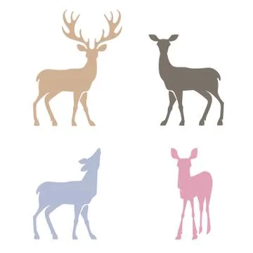 Deer silhouettes set Stock Illustration