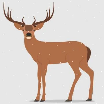 Deer, simple vector illustration. Hand drawn reindeer. Stock Illustration