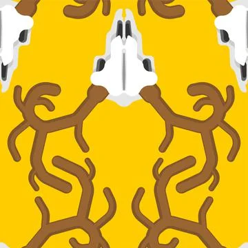 Deer skull pattern seamless. Moose skeleton head background. vector texture Stock Illustration