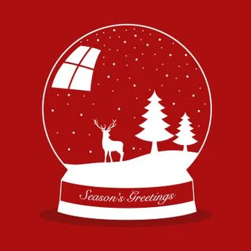 Deer In A Snow Globe Stock Illustration