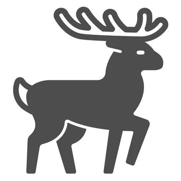 Deer solid icon, worldwildlife concept, deer vector sign on white background Stock Illustration