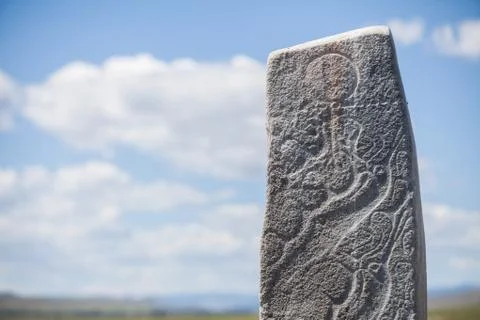 Deer stone in Mongolia Stock Photos