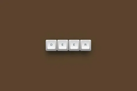 Deer text on a 3d keyboard button with shadow concept series 스톡 일러스트