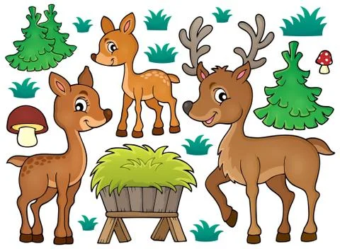 Deer theme collection - eps10 vector illustration. Stock Illustration