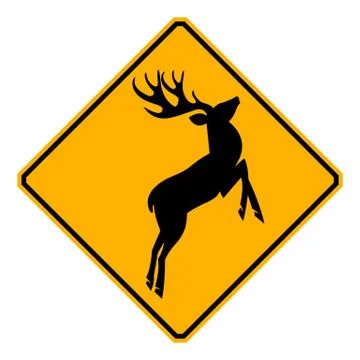 Deer traffic warning on white Stock Illustration