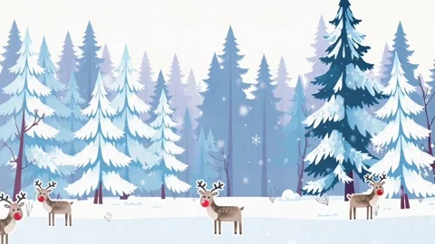 Deer Tree: Snow Falling in the Forest Stock Footage 305433943