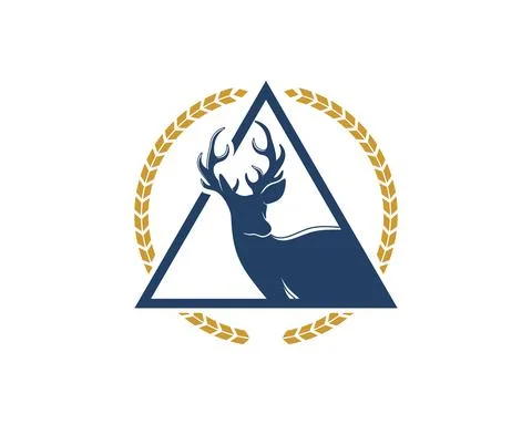 Deer in triangle shape and circular wheat Stock Illustration