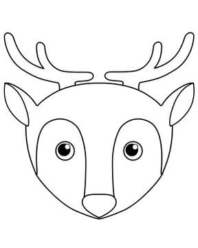 Deer - vector cartoon linear picture for coloring. Deer head - cute picture Stock Illustration