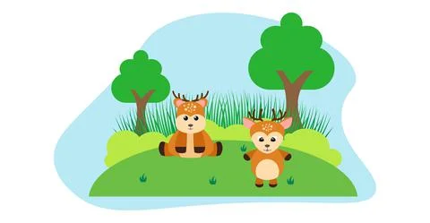 Deer Vector Cute Animals in Cartoon Style, Wild Animal, Designs for Baby clot Stock Illustration