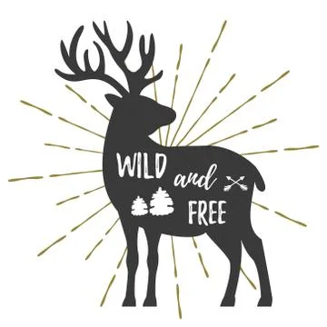 Deer vintage logo template with text Stock Illustration