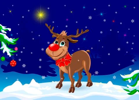 Deer in the winter forest Illustrazione stock