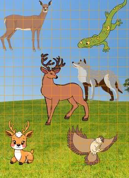 Deer with wolf and eagle Stock Photos