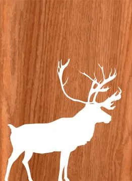 Deer on wood background Stock Illustration