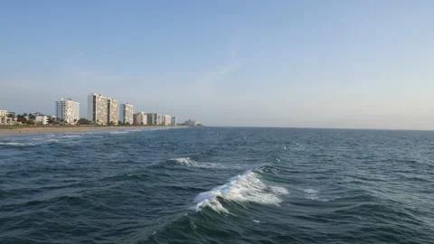 Deerfield Beach Pan to Condos Over Ocean Stock Footage 200848296