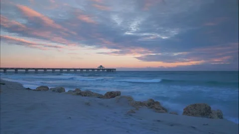 Deerfield Beach Pier Before Dawn Time Lapse Stock Footage 169748822