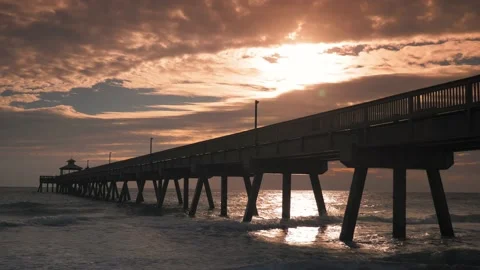 Deerfield Beach Pier North Side Sunrise Stock Footage 169748959