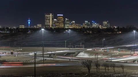 Deerfoot trail at night Stock Footage 169252923