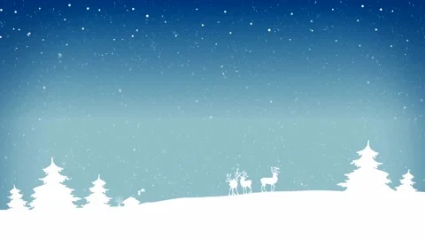 Deers on the background of a winter sky, trees, snow and a house Stock Footage 120392760