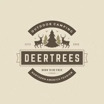 Deers logo emblem vector illustration. Illustrazione stock