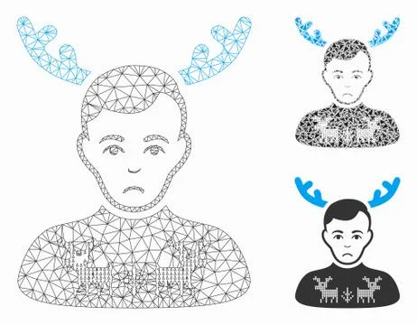 Deers Pullover Horned Husband Vector Mesh Network Model and Triangle Mosaic Icon Ilustración de archivo