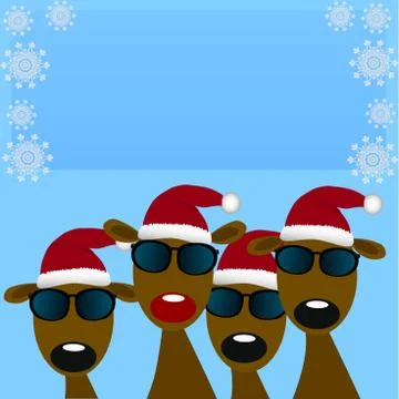Deers with red santa hat Stock Illustration