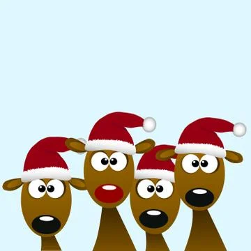 Deers with red santa hat Stock Illustration