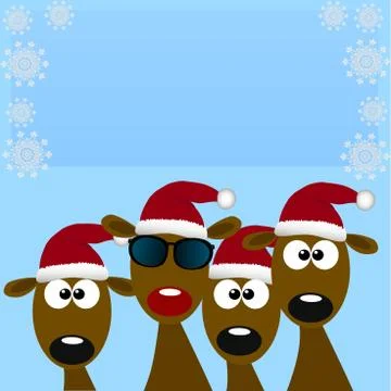 Deers with red santa hat Illustrazione stock