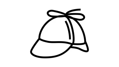 Deerstalker hat cap line icon animation Stock Footage 224390868