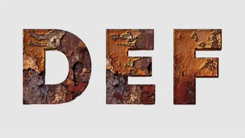 D,E,F - Letter Rusty Effect Animation, Alpha Channel Stock Footage 236956303