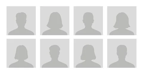 Default avatar profile icon. Gray placeholder. Man and woman Stock Illustration