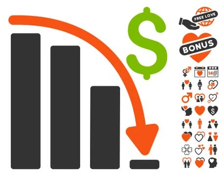 Default Crisis Fail Icon with Dating Bonus 스톡 일러스트