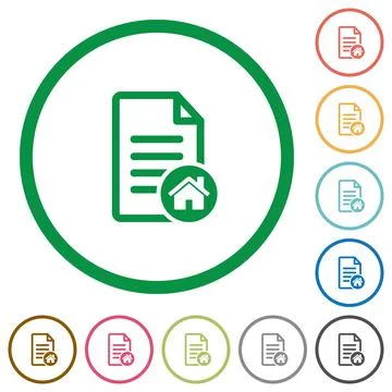 Default document flat icons with outlines Stock Illustration