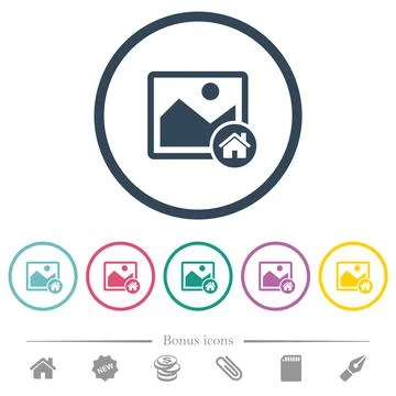 Default image flat color icons in round outlines 库存插图