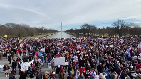 Defeat the Mandates protest against mandatory COVID vaccination, Washington, DC Stock Footage 169024632
