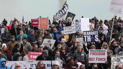 Defeat the Mandates protest against mandatory COVID vaccination, Washington, DC Stock Footage 169024708