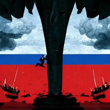 Defeat of russia phrase scratch generated ai assistance Stock Illustration