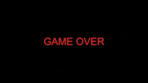 Defeat screen with bold "GAME OVER" text against a dark backdrop Stock Footage 327625880