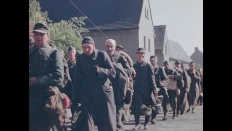 Defeated German soldiers march Stock Footage 103377611