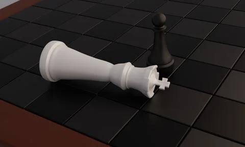 Defeated white king in front of a black pawn Stock Illustration