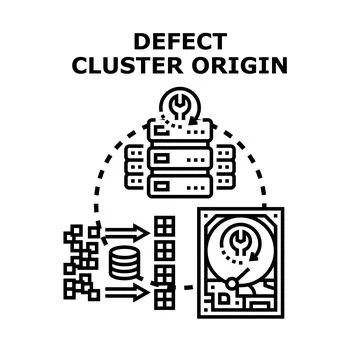 Defect cluster origin determining data analysis problem Illustrazione stock