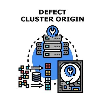 Defect cluster origin determining data analysis problem Stockillustratie