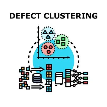 Defect clustering representing data analysis and grouping Stock Illustration
