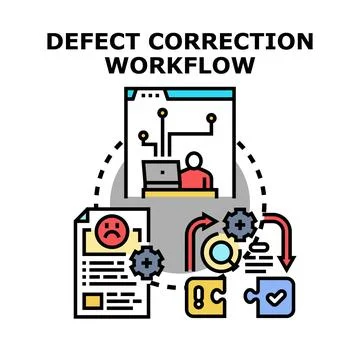 Defect correction workflow concept illustrating software development Stockillustratie